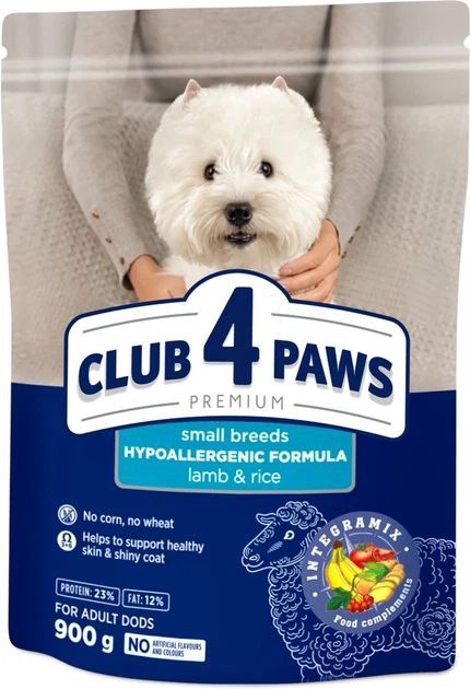 Корм Club 4 Paws для малих порід собак 900г Ягня Рис